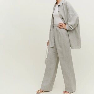 Reformation Montauk Gray Wide-Leg Trousers Petite 2P